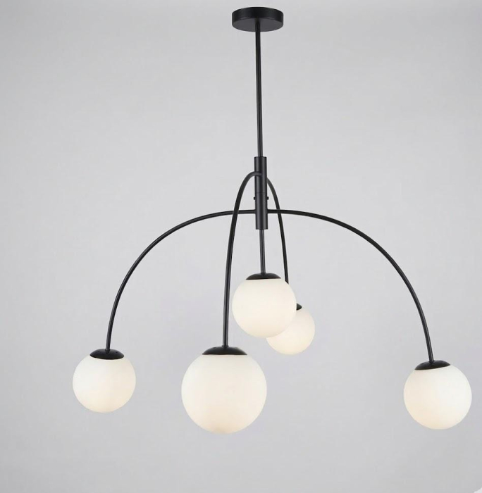 lustra 2612-5 globuri sticla alba mata metal auriu sau negru diametru 90cm [2]