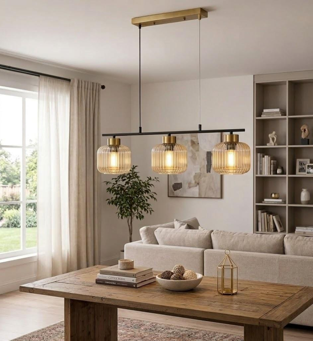 Lustră 2615/3 liniară negru auriu 3 abajururi [2]