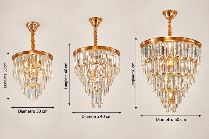 Candelabru 3329 auriu cu cristale K9 transparente, model cascadă [3]