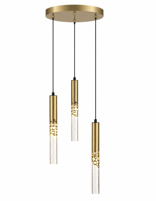 Lustră 5003/3 cu LED integrat, 3 pendule aurii și sticlă semitransparentă [3]
