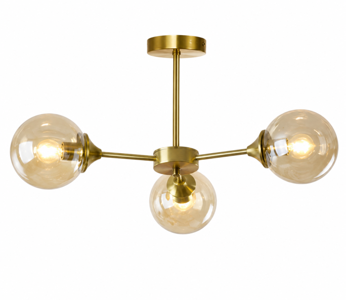 Lustră 5501/3 modernă aurie cu 3 abajururi din sticlă [2]