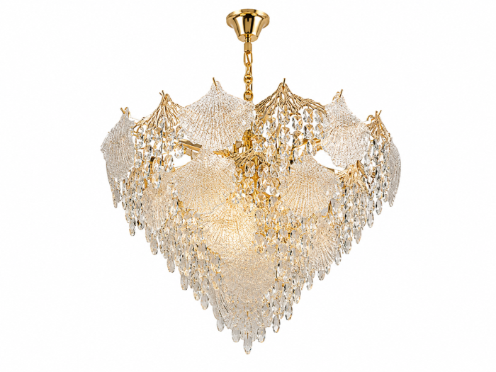 Lustră 6735 aurie cu sticlă tip cristal [2]