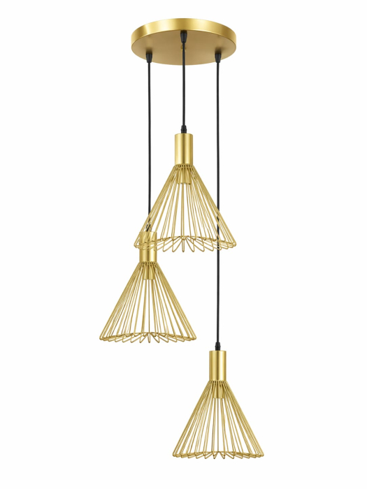 Lustră 8205/3 3 pendule metalice tip colivie negru și auriu [2]