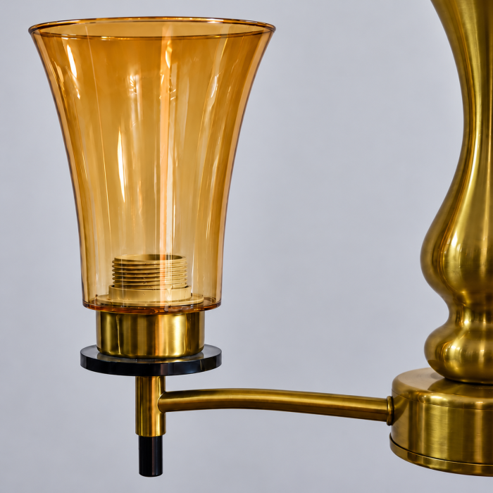 Lustră 23713 BK+GD din metal auriu antichizat și sticlă aurie transparentă – DaVinci Home [3]