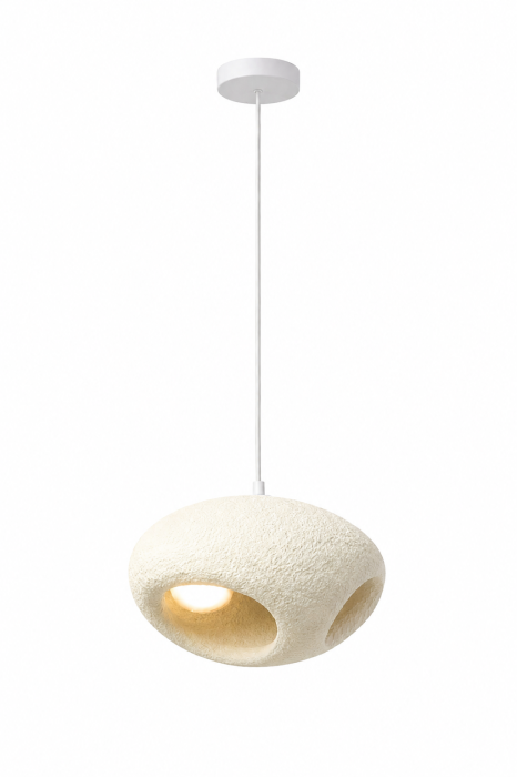 Lustră decorativă 2600/B albă, design organic cu textură minerală, 25×40 cm [2]