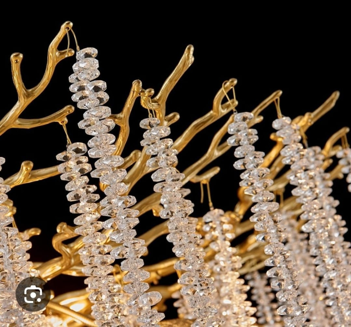 Lustră decorativă 6116, metal auriu cu cristale K9, stil natural elegant, suspendată, 60 / 120 / 160 cm [4]