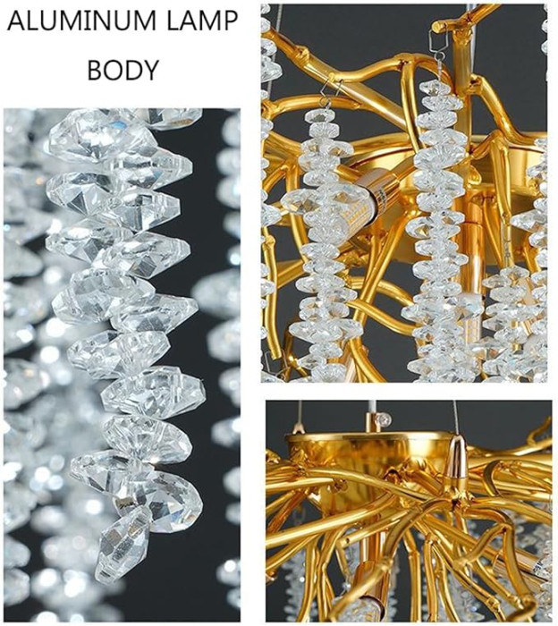 Lustră decorativă 6116, metal auriu cu cristale K9, stil natural elegant, suspendată, 60 / 120 / 160 cm [7]