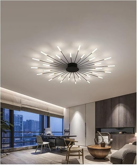 Lustră LED 2429/30C, metal auriu sau negru, raze solare, diametru 110 cm, 30 LED-uri [1]