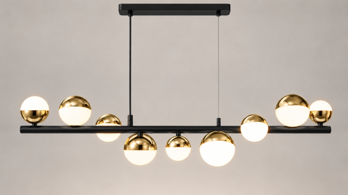Lustră LED 6029 negru-auriu, 9 sau 13 globuri [2]