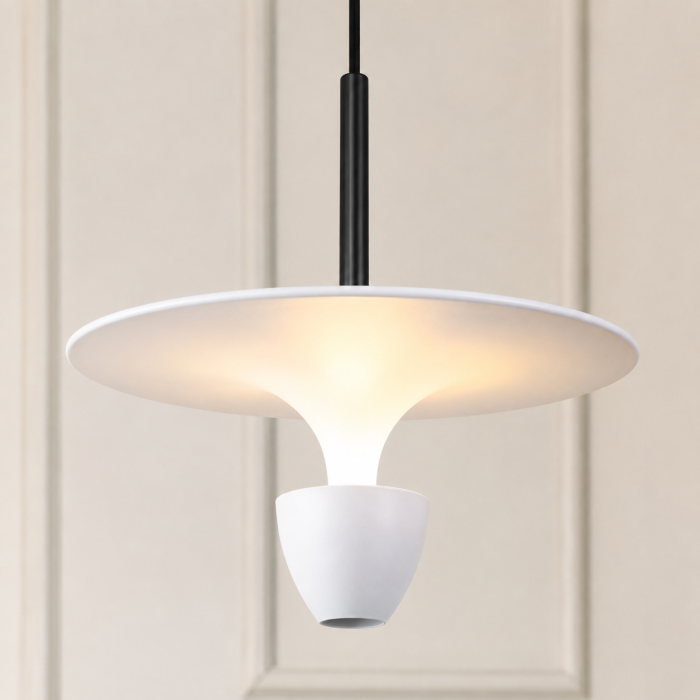 Lustră LED B405, 10W, Metal, 30x30 cm, Înălțime Reglabilă, Alb / Negru / Auriu [2]