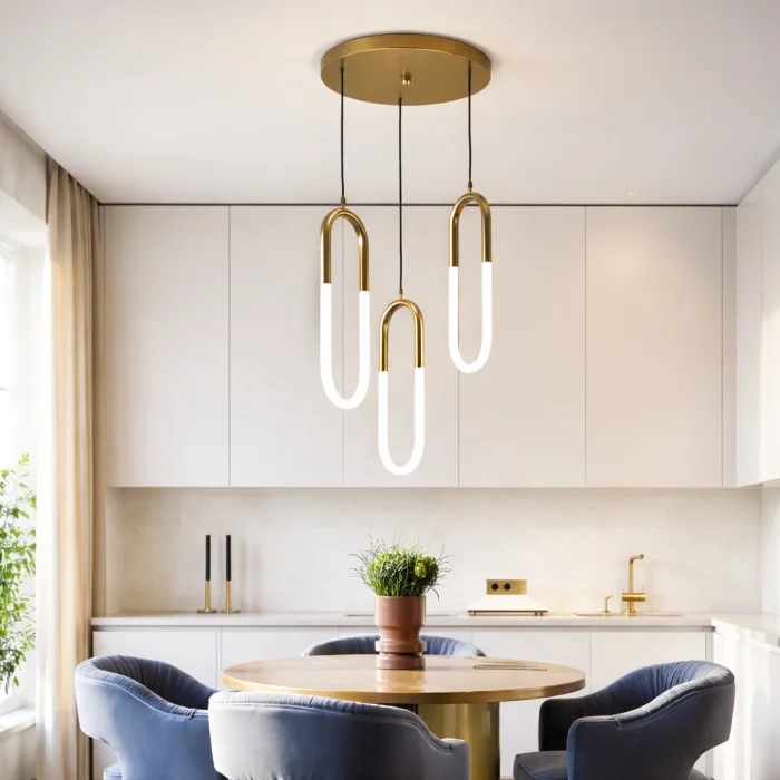 Lustră LED suspendată 2605/3, design modern tip U, auriu, lumină reglabilă [2]