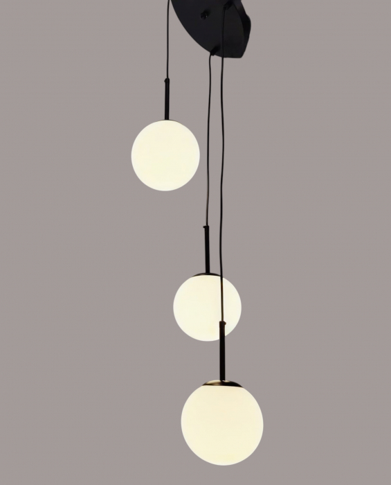 Lustră modernă 2403/3, 3 pendule sticlă alb mat, înălțime reglabilă [9]