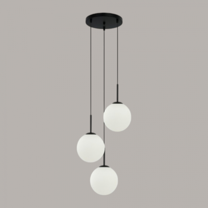 Lustră modernă 2403/3, 3 pendule sticlă alb mat, înălțime reglabilă [11]