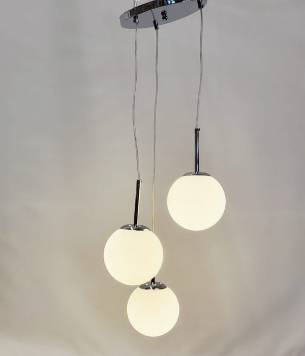 Lustră modernă 2403/3, 3 pendule sticlă alb mat, înălțime reglabilă [8]