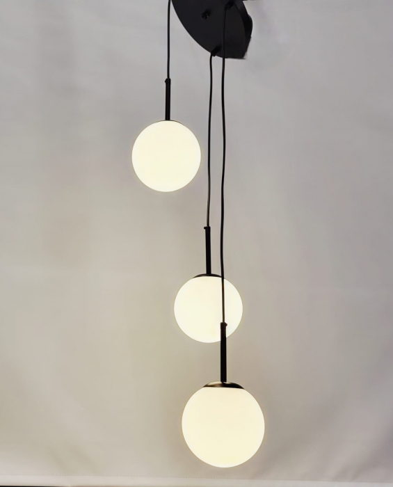 Lustră modernă 2403/3, 3 pendule sticlă alb mat, înălțime reglabilă [6]