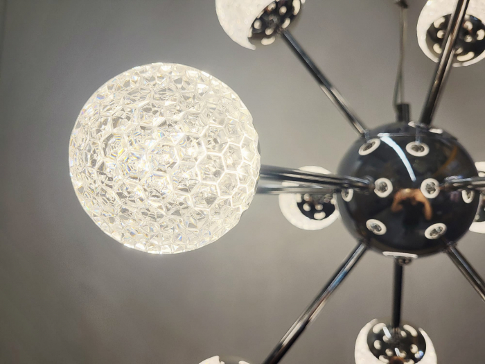 Lustră modernă LED 12 surse 222/12, design sferic, acril semitransparent, auriu/crom, 60W, reglabilă 3000-6000K [3]