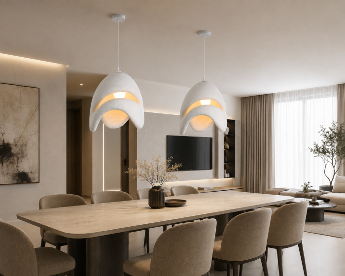 Lustră Pendul 1607/1 din Fibră de Sticlă Albă, Design Modern Asimetric [2]