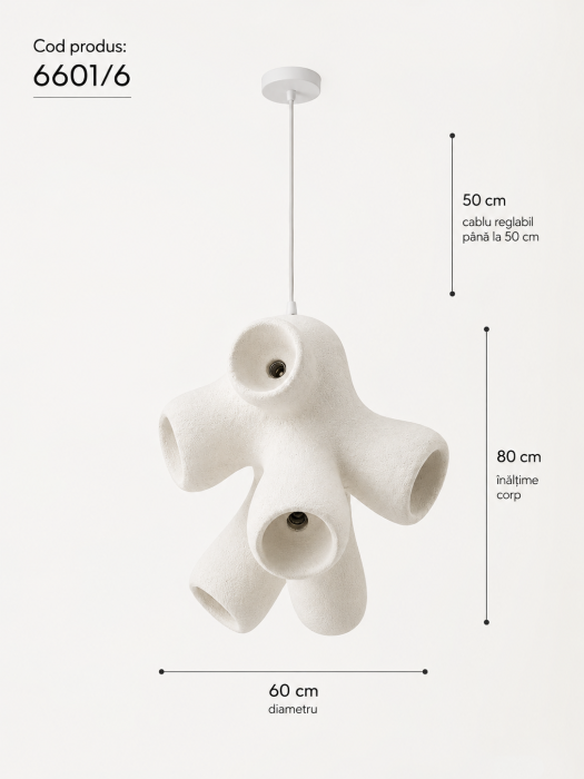 Lustră Pendul 6601/6 din Fibră de Sticlă Albă cu Design Sculptural Contemporan [2]