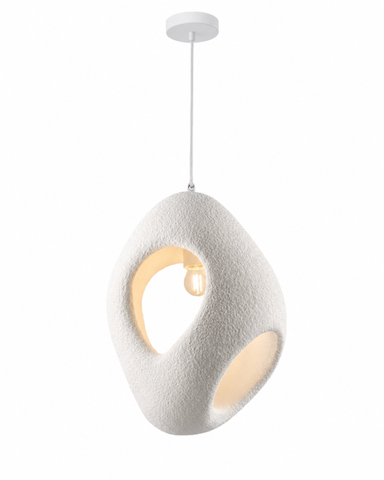 Lustră premium 2600/C din fibră de sticlă albă, design sculptural organic, H45 cm [2]