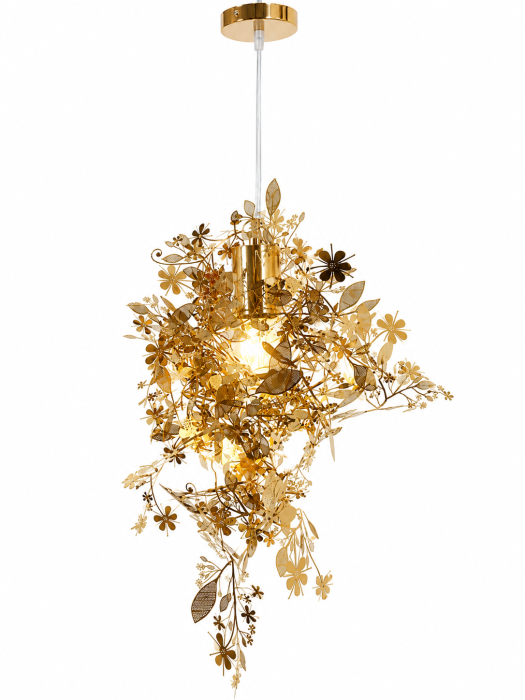 Lustră statement 2636/1 din inox crom sau gold cu decor floral modelabil [3]