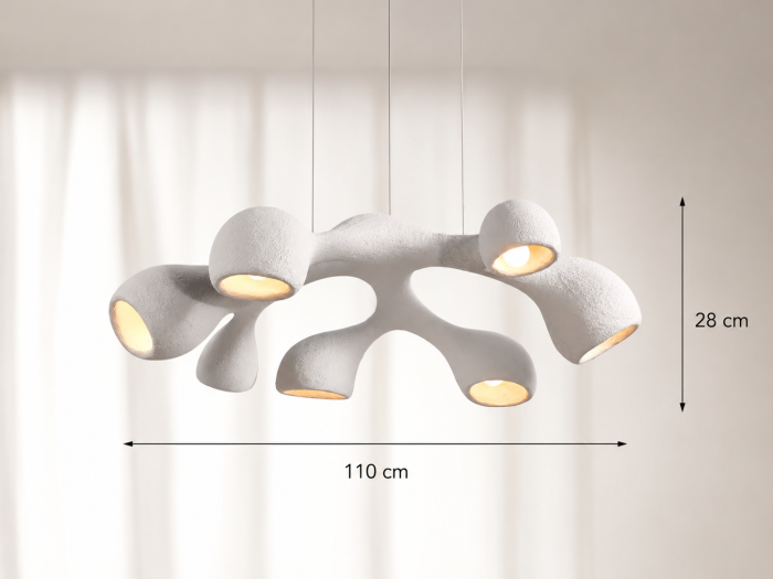 Lustră suspendată 6601/7 din fibră de sticlă albă mată cu design organic și 7 dulii E27 [3]
