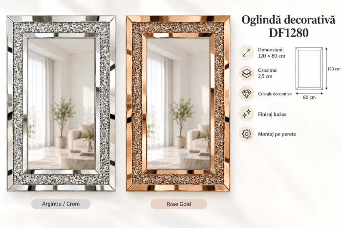 Oglindă decorativă DF1280 cu cristale, 120 x 80 cm – DaVinci Home [3]