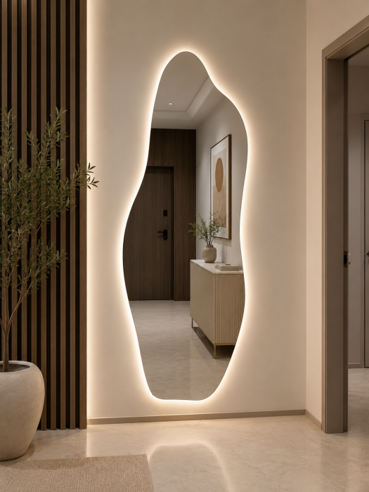 Oglindă LED 098/13 Fără Ramă 150x50 cm cu Formă Organică Asimetrică și Iluminare LED [2]