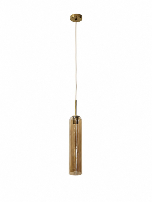 Pendul 2315/1 din metal și sticlă aurie – iluminat suspendat modern, lungime 1 m, abajur cilindric 50 cm, soclu E27 [3]