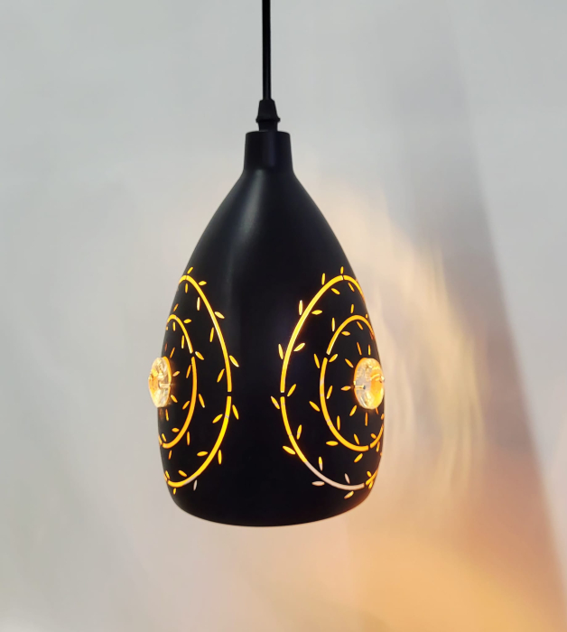 Pendul 60225/1 din metal negru cu efecte de lumină și cristal acrilic [6]