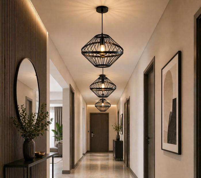 Pendul 8212 BK colivie metal negru design geometric Ø31cm [2]