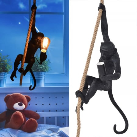 Pendul D301 BK Maimuță neagră din rășină – design ludic, 70×34 cm, bec E27 [2]