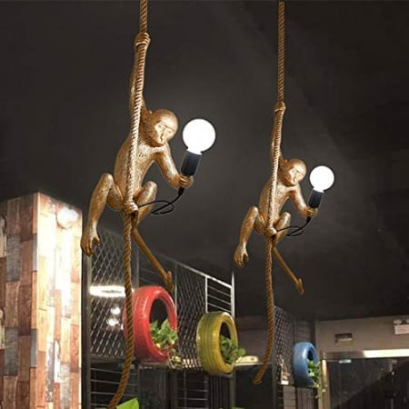 Pendul decorativ D301 GL – maimuță aurie, rășină sculptată, 70 cm [3]