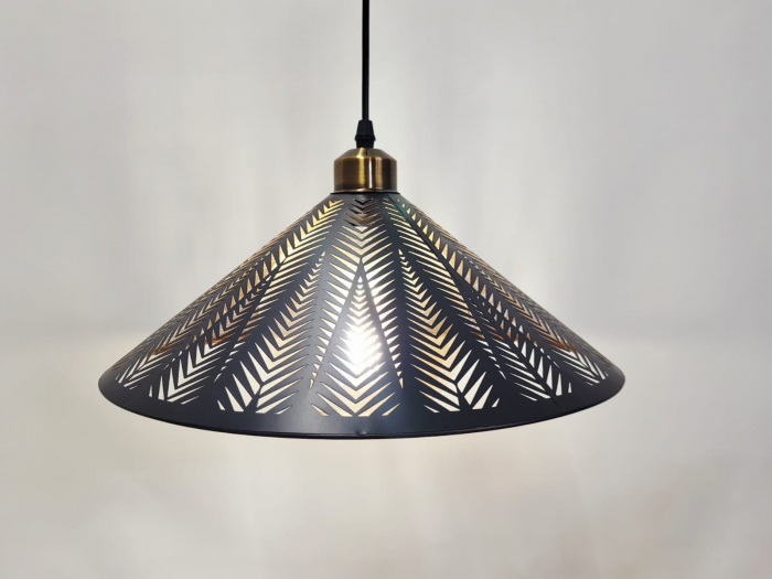 Pendul modern 9110/1 BK, negru cu auriu, abajur conic perforat, E27 [3]