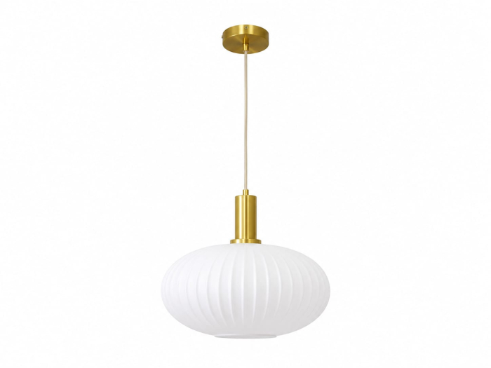 Pendul Suspendat Modern 2622 Auriu cu Abajur din Sticlă Opală Canelată – Variante A, B și C [2]