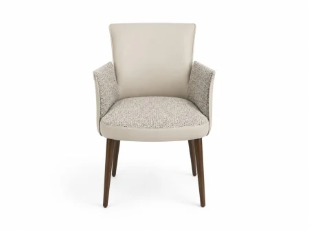 Scaun Dining 597 cu Cotiere, Piele Ecologică, Textil și Picioare din Lemn [2]