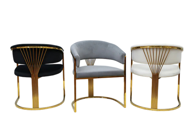 Scaun elegant S30 catifea și cadru metalic auriu, model evantai, 78 cm [4]