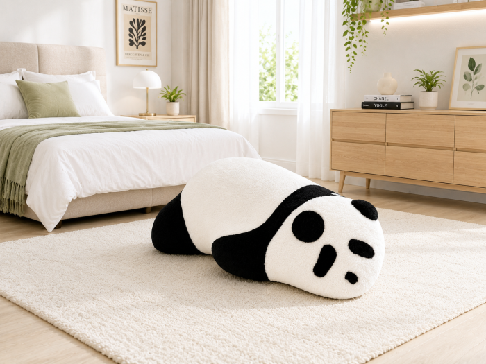 Scaun Panda 11242 alb-negru plușat [2]
