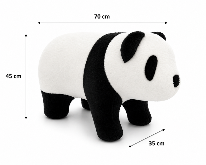 Scaun Panda 11370 plușat, alb-negru, cu cadru din lemn [3]