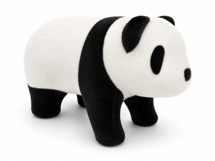 Scaun Panda 11370 plușat, alb-negru, cu cadru din lemn [2]