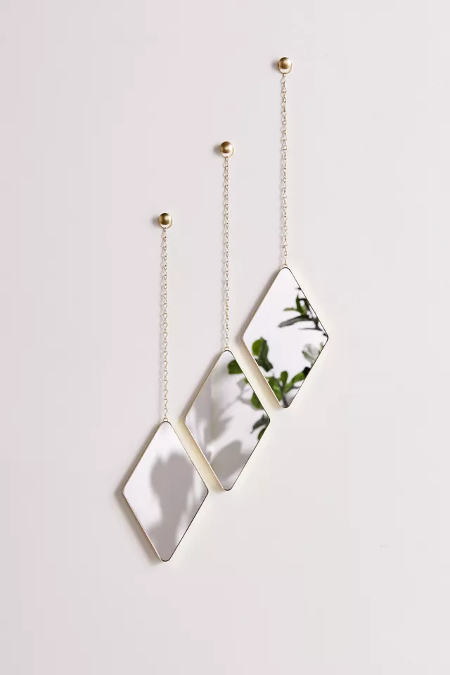 Set 3 oglinzi romb suspendate LX3, ramă metalică aurie, 27×17 cm [3]