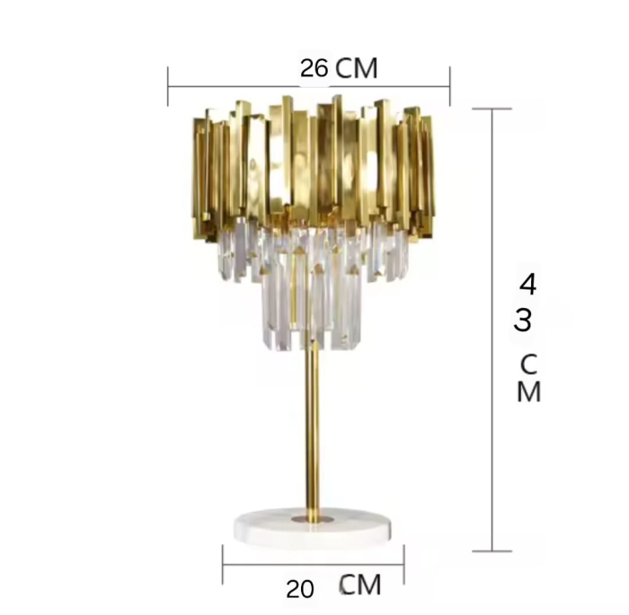 Veioză decorativă 3315/3350 aurie cu cristale K9 și bază din marmură, stil modern [3]