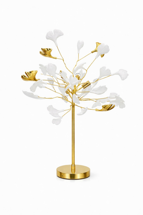 Veioză decorativă 9080 cu design floral modern, finisaj auriu și petale albe, 45 x 80 cm [3]