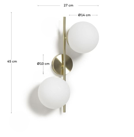 Aplica 5061/2, 2xE27, metal auriu/crom, globuri sticlă alb mat [2]