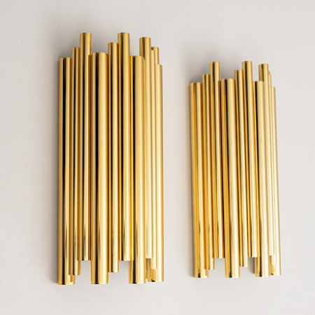 APLICE SI PLAFONIERE - Aplica perete 2011B metal auriu, 2 socluri E14, design elegant și contemporan, 46 x 17 cm