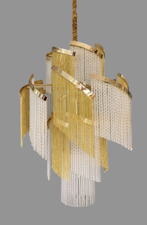 LUSTRE - Candelabru 2306/850x650 auriu, 27 becuri E14, sticlă transparentă, design spirală lux