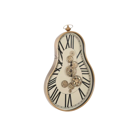 CEASURI - Ceas de perete E207, metal auriu cu sticlă, mecanism rotativ decorativ, formă neregulată, 92x52x8,5 cm