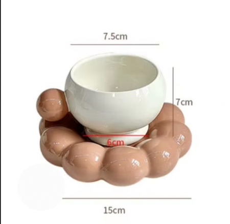 Ceașcă din ceramică cu suport, model AYBSL 22-133 – design cu bule, perfectă pentru cafea sau ceai [4]