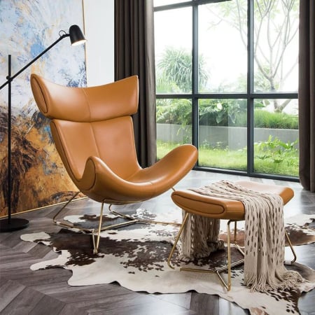 MOBILIER - Fotoliu 999 cu taburet, stil contemporan, picioare cromate, înălțime 102 cm