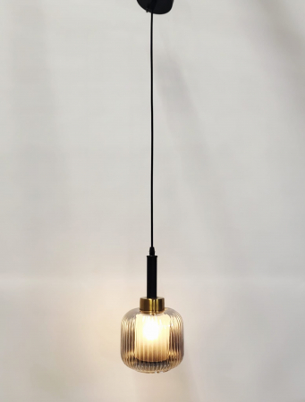 Lampă suspendată 7027/1 SM cu glob dublu din sticlă fumurie și alb mat, E27 [1]