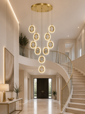 REDUCERI - Lustră LED 229/10 aurie cu inele rotunde design modern